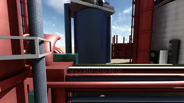 在动画中的石油和天然气工业设施 — 图库视频影像