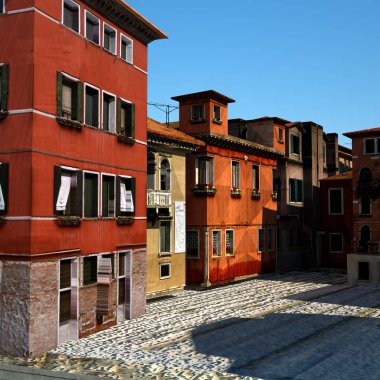 Tipik İtalyan şehri, 3d çizim