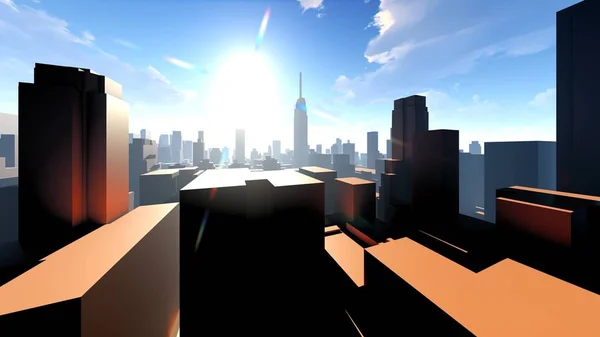 Generieke stadsgezicht het platform 3D-rendering — Stockfoto