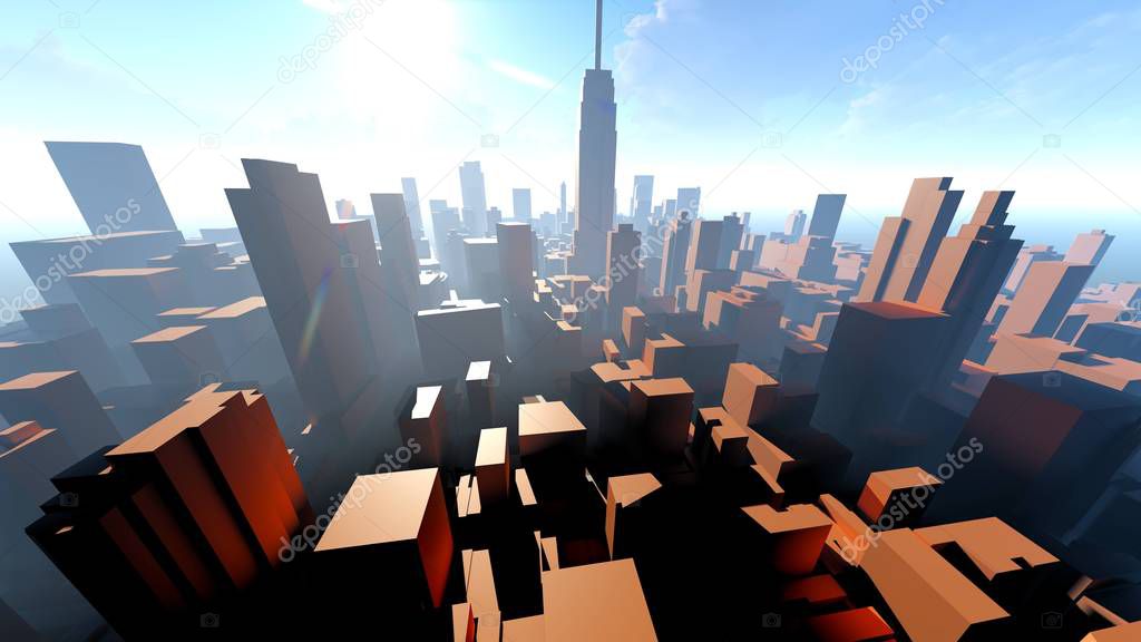 Generic cityscape architecture 3d rendering