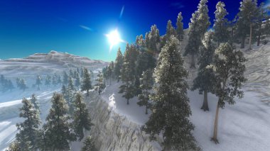 Kuzey Amerika bir ormanın havadan görünümü 3d render düşmek