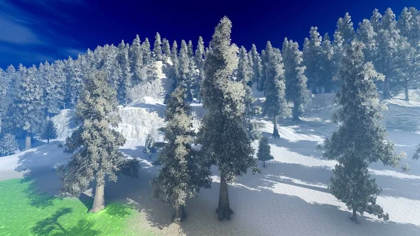 Vue aérienne d'une forêt nord-américaine à l'automne 3d rendu — Photo