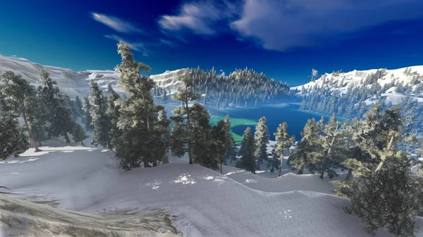 Luchtfoto van een Noord-Amerikaanse bos op vallen 3D-rendering — Stockfoto