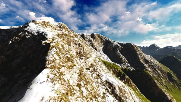 Paisagem alpina nos Alpes 3d renderização — Fotografia de Stock