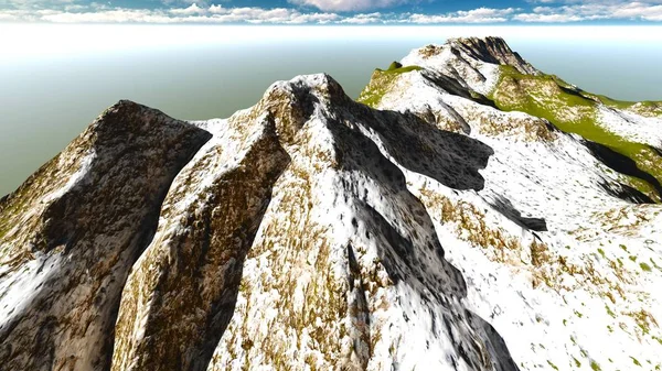 3 d レンダリングのアルプスの高山景観 — ストック写真