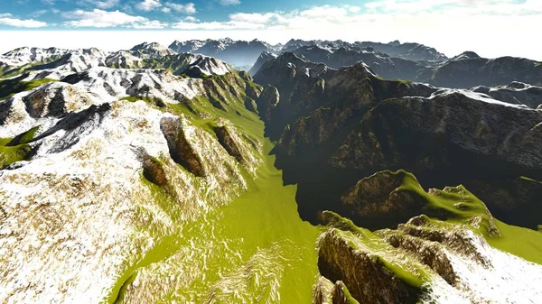 3 d レンダリングのアルプスの高山景観 — ストック写真