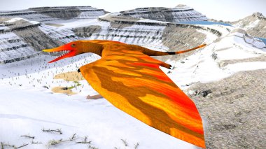 Pterodactyl güzel cennet 3d çizim karşı uçan