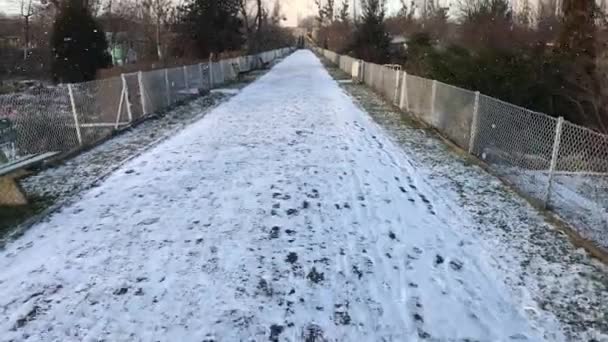 Volkstuinen in snowy winter — Stockvideo