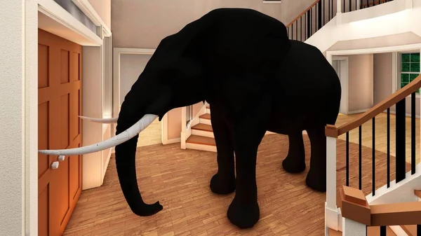 Elephant in the living room 3d rendering