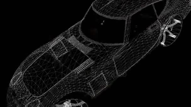 Wireframe animación de coches deportivos — Vídeos de Stock