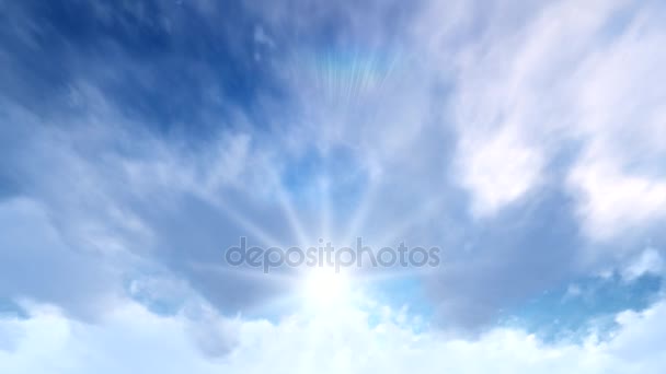 Witte wolken in blauwe lucht — Stockvideo