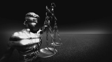 Themis ölçek ve kılıç 3d render ile