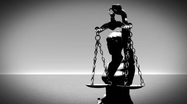 Themis ölçek ve kılıç 3d render ile