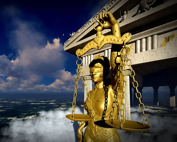 Themis in court Illustrazione 3D — Foto Stock