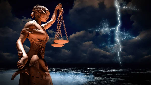 Themis in court Illustrazione 3D — Foto Stock