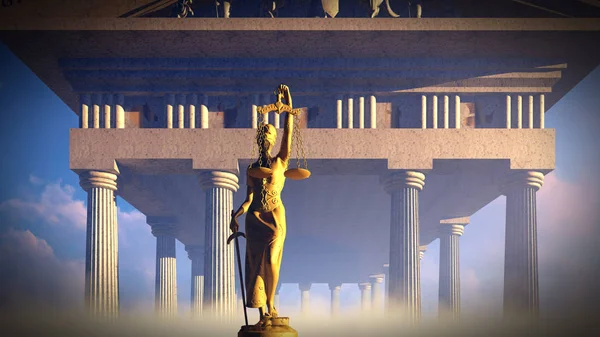 忒弥斯与规模和剑的 3d 渲染 — 图库照片
