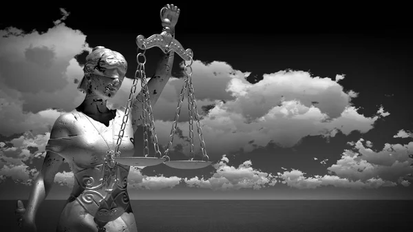雕像的正义，法律概念，Temida-Themis 3d 渲染 — 图库照片