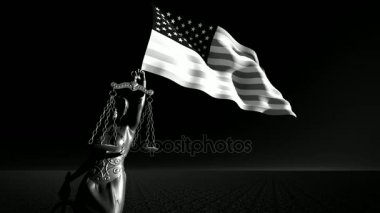 teizm ölçek, ABD bayrağı ile Adalet sembolü ile arka plan kompozisyon