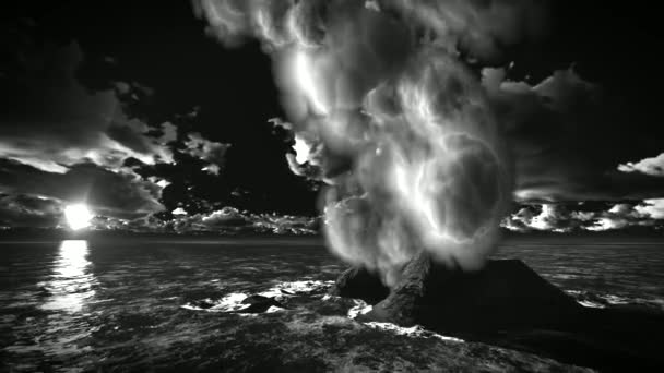 Volcanic eruption on island — Stock Video