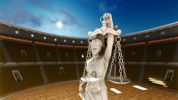 Themis mit Skala und Schwert 3D-Rendering — Stockfoto
