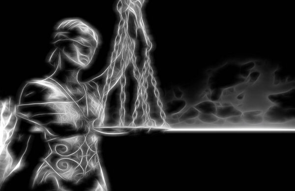 Themis with scale and sword 3d rendering