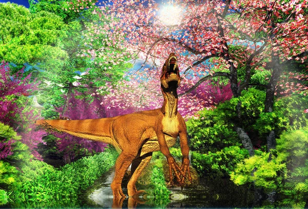 Velociraptor le rendu 3D des dinosaures — Photo
