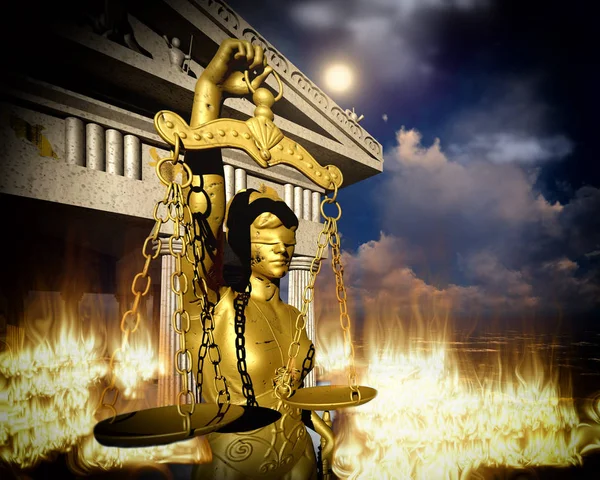 Themis mit Skala und Schwert 3D-Rendering — Stockfoto