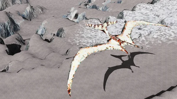 Szárnyas gyík repül a föld 3D-s illusztráció — Stock Fotó
