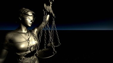 Themis ölçek ve kılıç 3d render ile