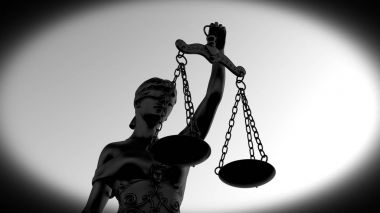 Themis ölçek ve kılıç 3d render ile
