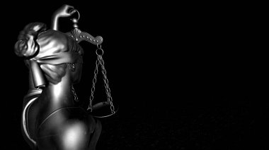 Themis ölçek ve kılıç 3d render ile
