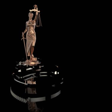 Bayan adalet heykeli ve kelepçe 3d render