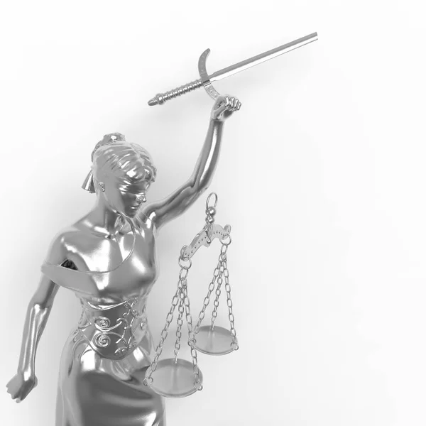 Gebroken dame van Justitie 3D-rendering — Stockfoto