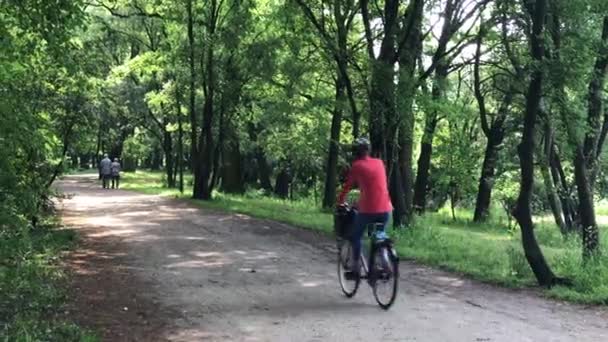 Mujer montando en bicicleta — Vídeos de Stock