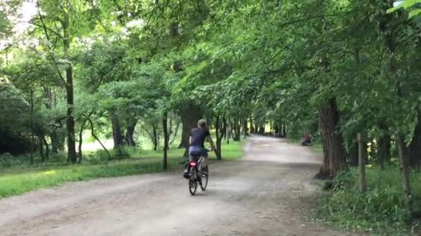 Man rider i parken — Stockvideo
