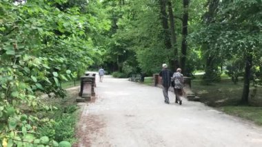 Üst düzey iki yaz parkta yürüyüş zevk