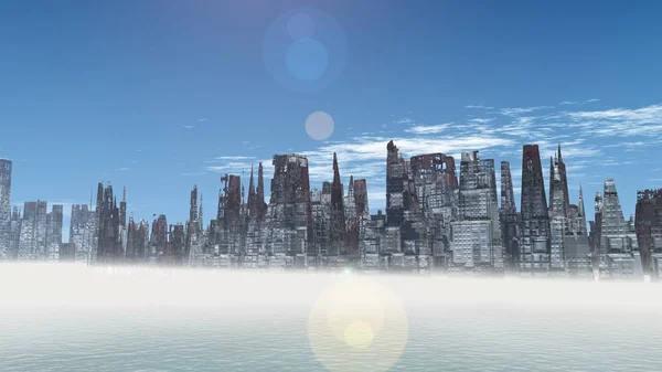 Alien City - fantasie stedelijke structuren 3d render — Stockfoto