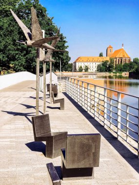 Görünümüne Ostrow Tumski, Wroclaw, Polonya.