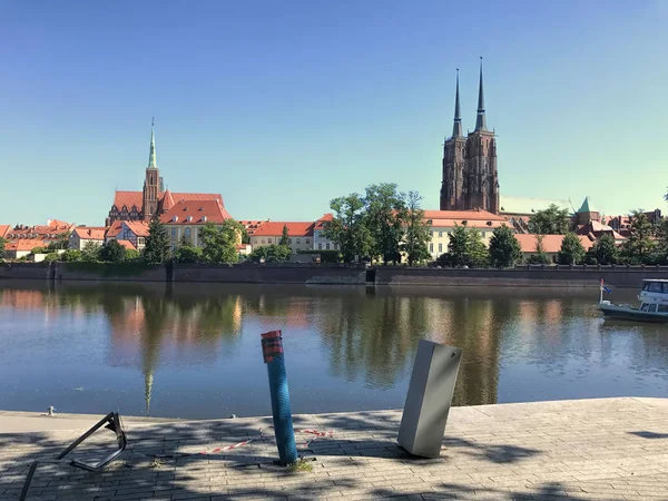 Vista a Ostrow Tumski, Breslavia, Polonia . — Foto Stock