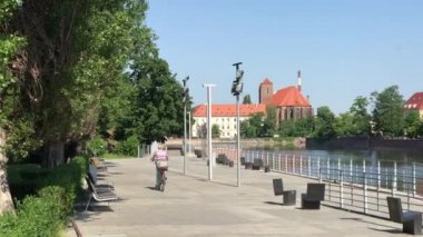 Görünümüne Ostrow Tumski, Wroclaw, Polonya.
