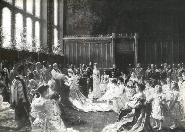 Sňatek Prince George s princeznou Mary Teck v St Jamess kapli v roce 1893. — Stock fotografie