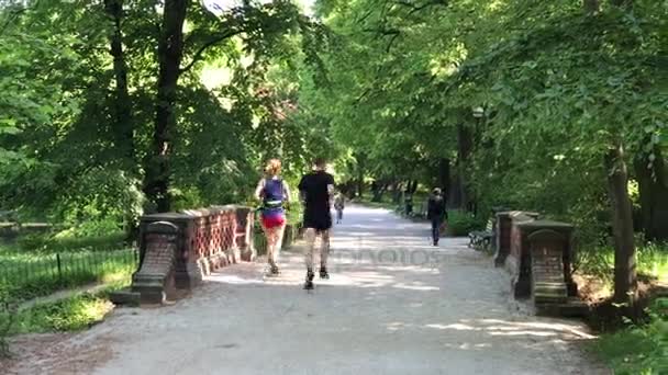Polonya Wroclaw Şehir Parkı zamanında rekreasyon — Stok video