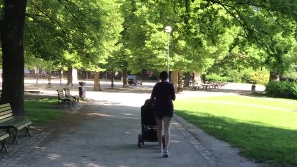 Tempo de recreação no parque público na Polônia, na cidade de Wroclaw — Vídeo de Stock