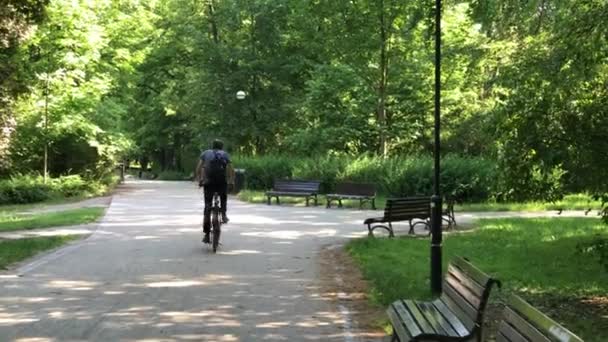 Tiempo libre en el parque público en Polonia en la ciudad de Wroclaw — Vídeo de stock