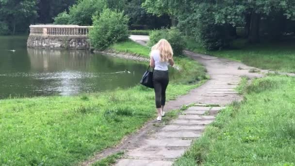 Temps de loisirs dans le parc public en Pologne dans la ville de Wroclaw — Video