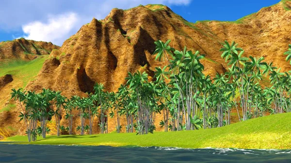 Paradijs op Hawaï Eiland 3d weergave — Stockfoto