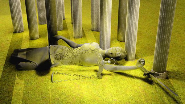 Broken lady of justice 3d rendering