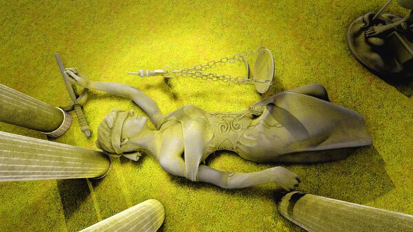 Broken lady of justice 3d rendering