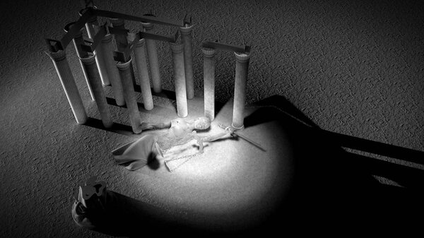 Broken lady of justice 3d rendering