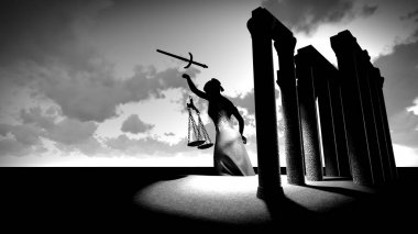 Adalet 3d render kırık Bayan